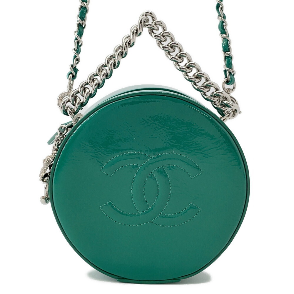 Chanel Round Chain Shoulder Bag Earth Patent